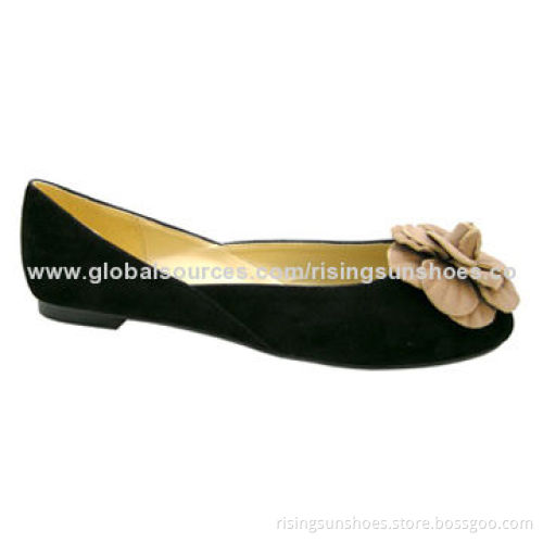 Women's Flat Casual Shoes, Velvet Upper with Handmade Flower Decorated, Nice Cut at SidesNew